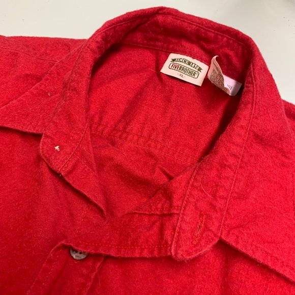 Five Brother VTG Button Up Shirt Heavy Flannel Red Cotton Collar Mens Size XL - Picture 3 of 6